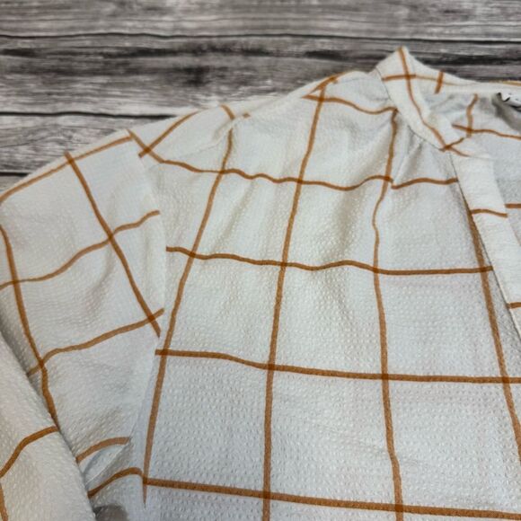 a new day Women's Balloon Sleeve Peasant Blouse Cream Golden Yellow M Med Medium - Picture 6 of 14